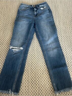 Flying monkey- Dark Wash Distressed Women’s Jeans - Blue